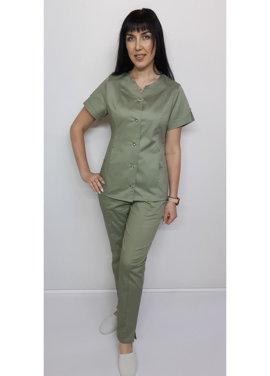 Костюм жіночий медичний Мілан котон на ґудзиках короткий рукав 46, No Brand (361360140)