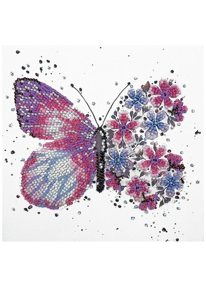 Набір-міні для вишивання бісером "Рожеві крила" AM-238 15х15 см Abris Art (320929771)