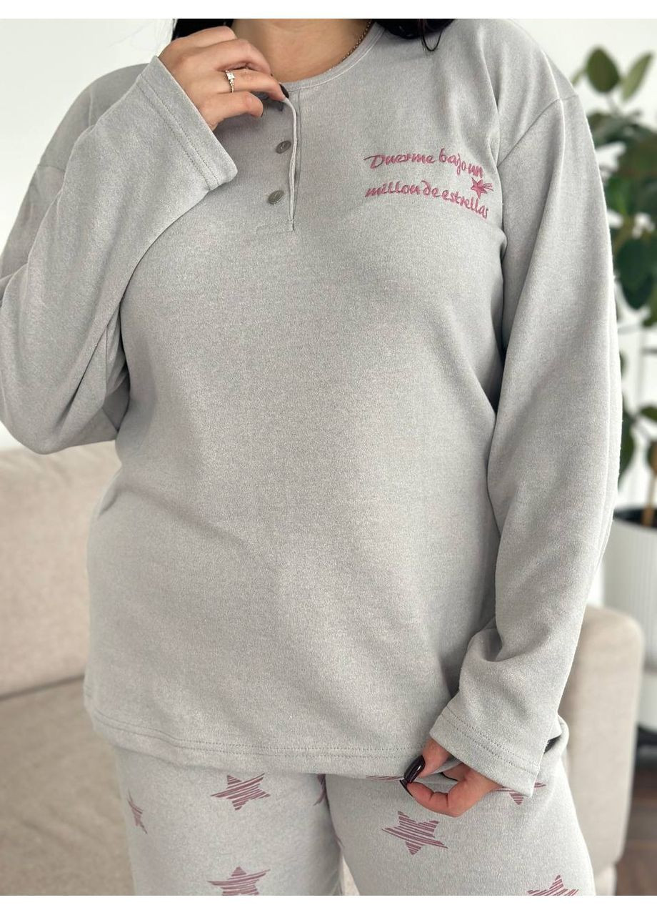 Сіра всесезон м’яка, затишна піжама-домашній костюм лонгслів + брюки Vakko