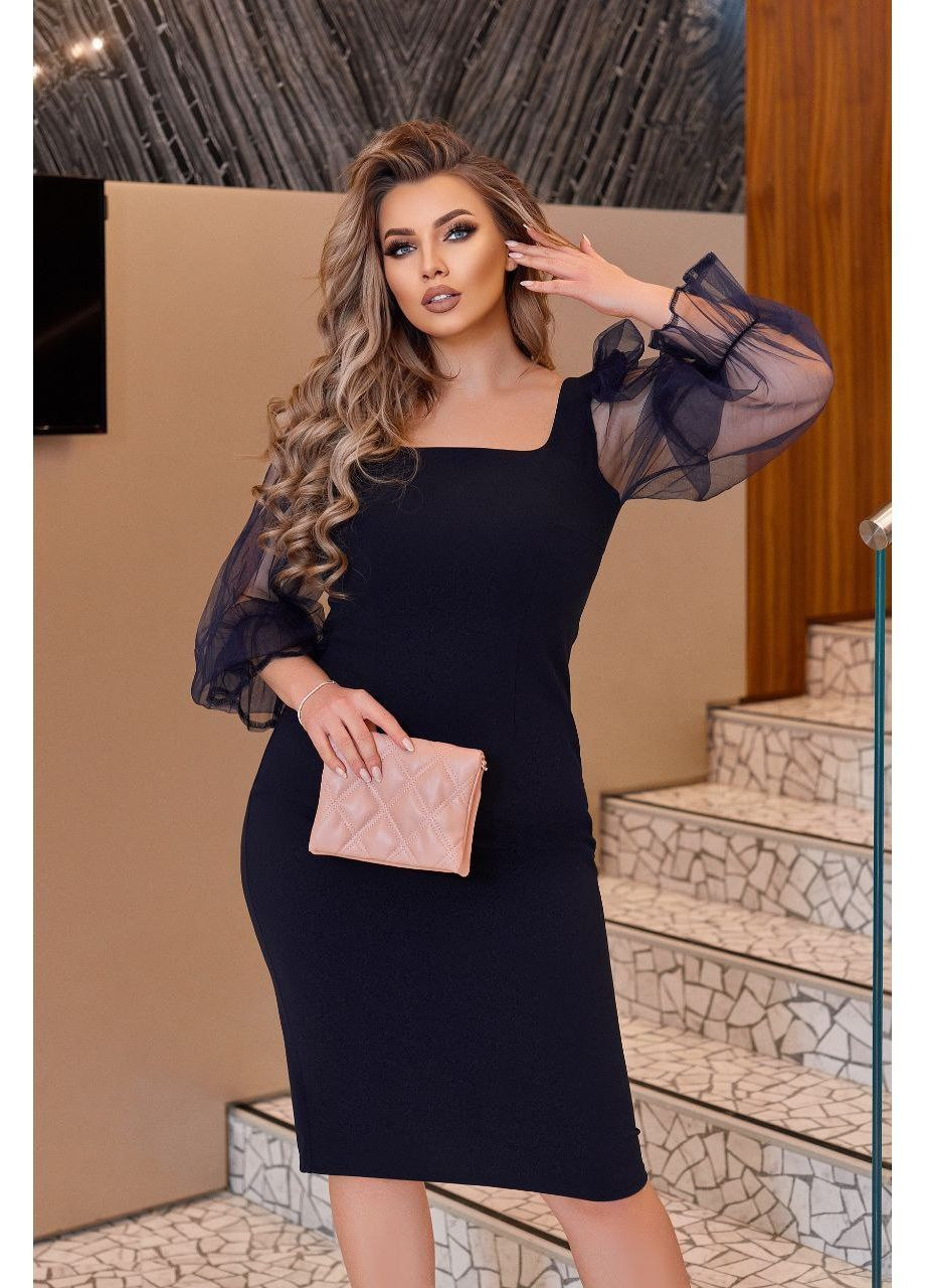 Темно-синя святковий жіноча сукня No Brand однотонна