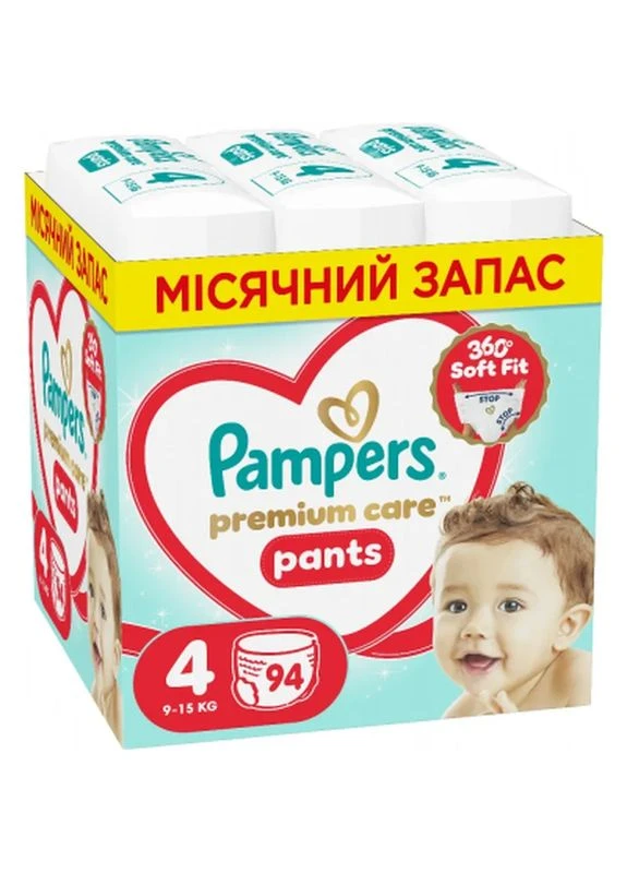 Подгузники Premium Care Pants Размер 4 (9-15 кг) 94 шт (8006530320160) Pampers (400440456)