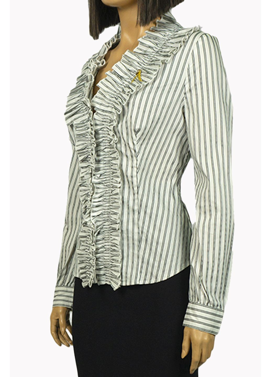 Белая женская блуза с рюшами we-02870-1 черный Evona