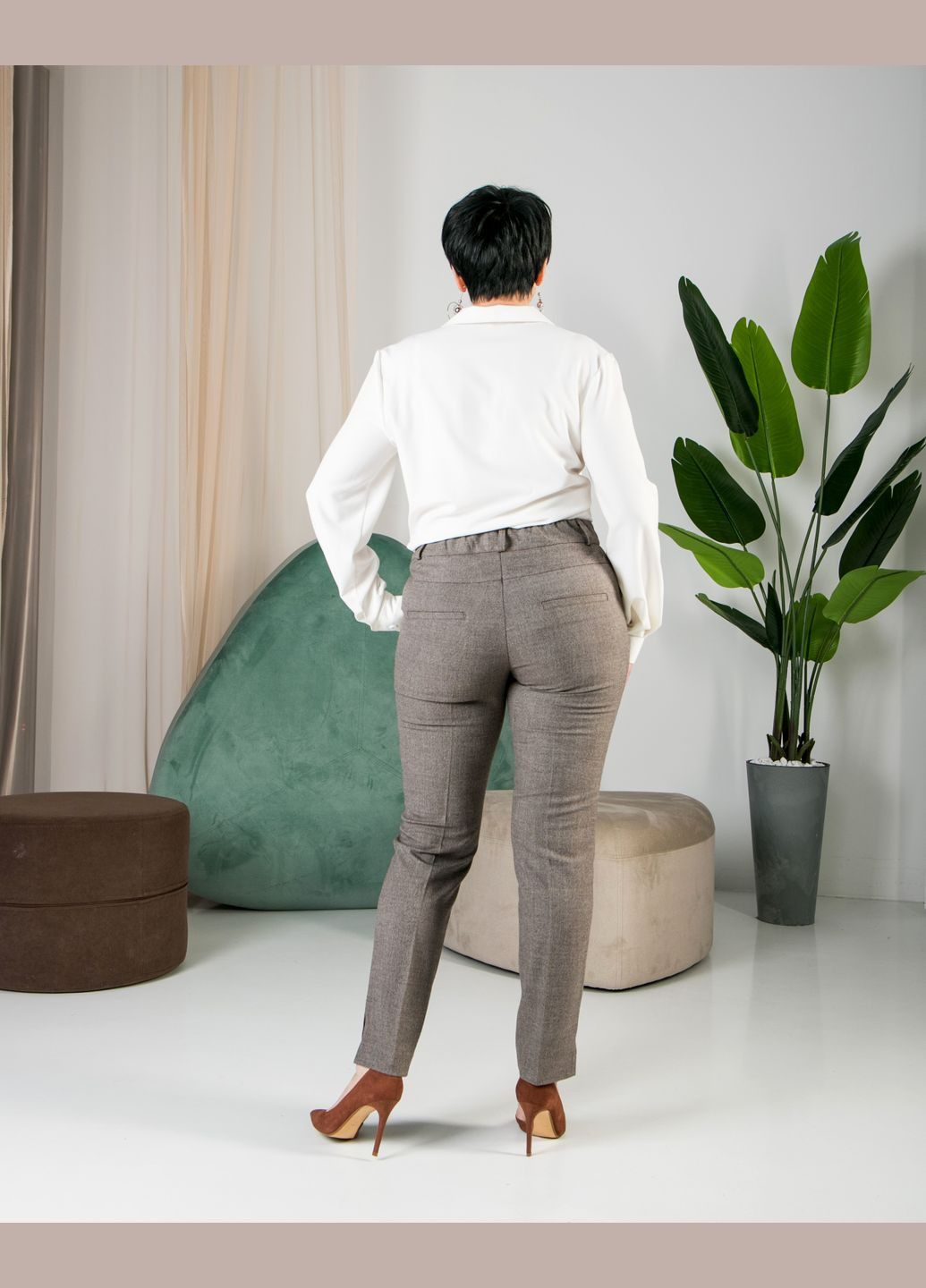Укороченные женские серые брюки No Brand (282743936)