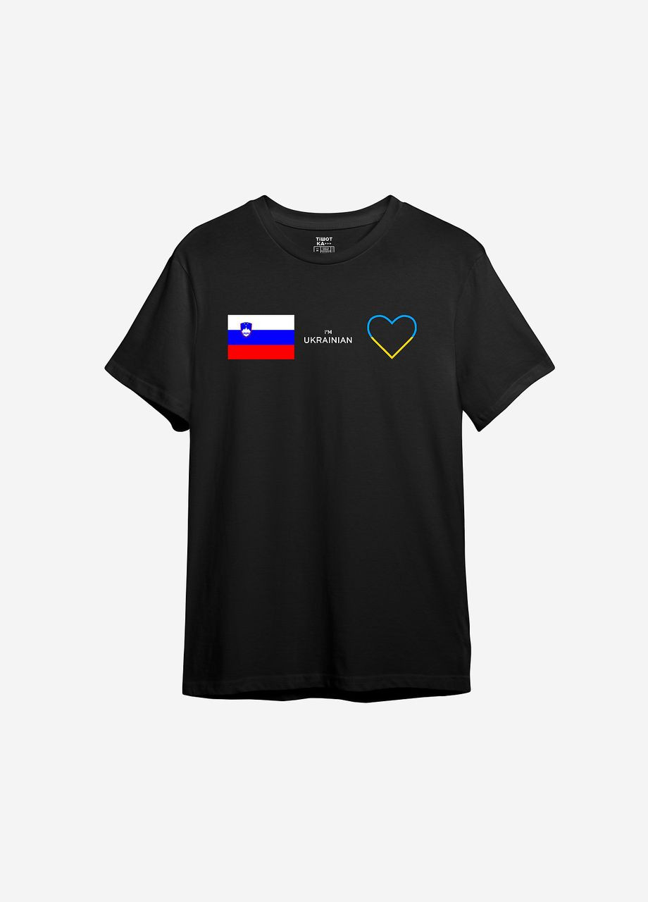 Черная всесезон футболка с принтом "словенiя" ТiШОТКА