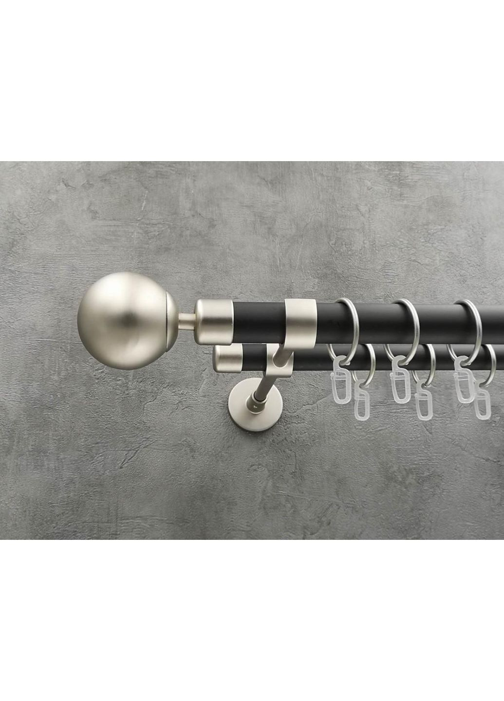 Карниз Куля гладка штанга подвійний модерн 25/19 мм 320 см Сатин/Чорний матовий Quadrum (352782555)