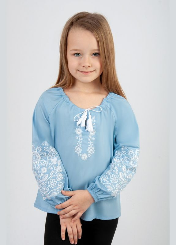 Голубая вышиванка для девочек 04-2731-85в 104 см белый Авекстекс (331622194)