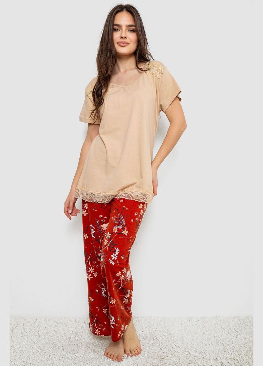 Бежевая всесезон пижама женская с принтом,, Andi