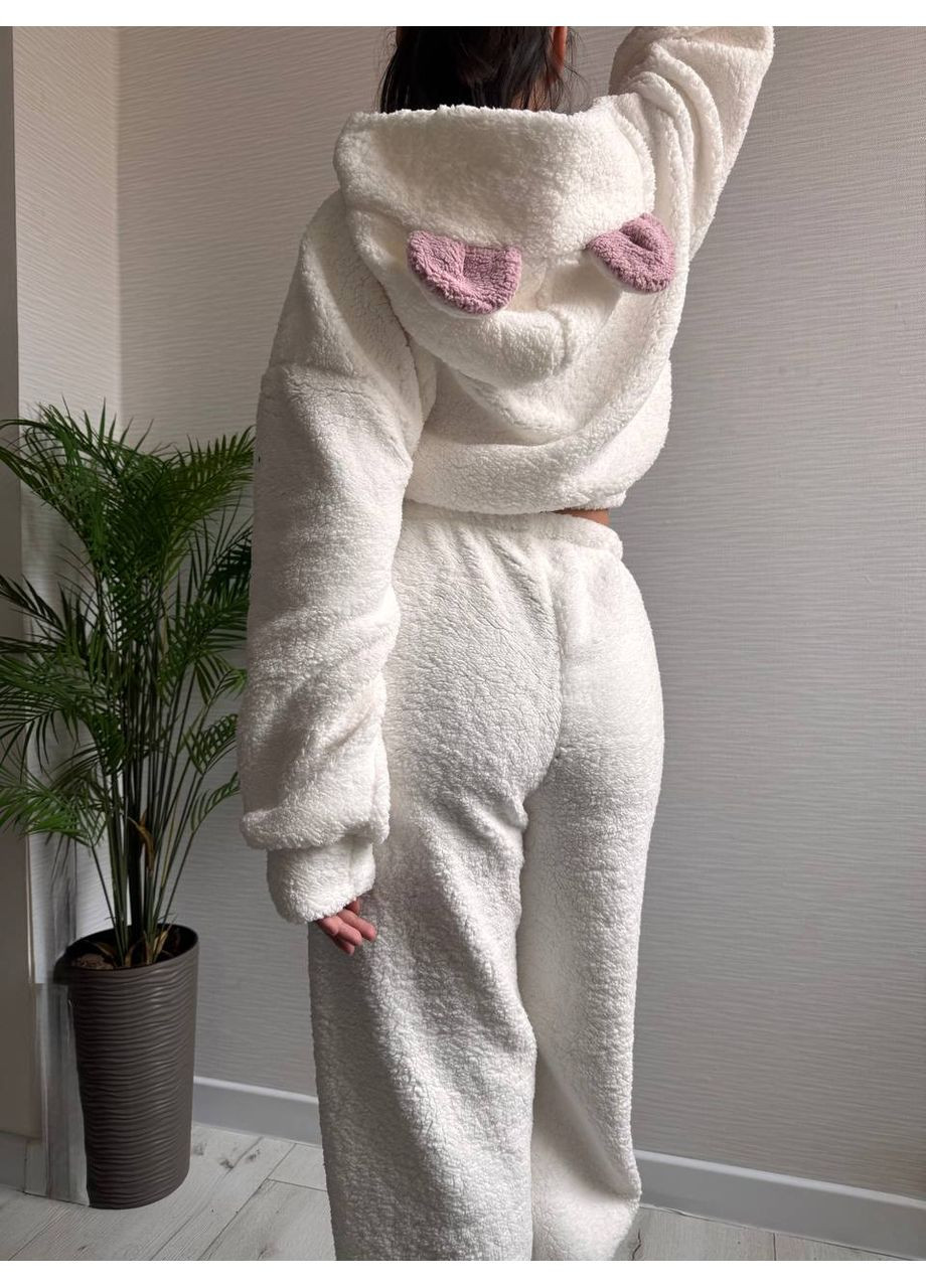 Біла всесезон плюшева піжама з вушками — заміри в описі кофта + брюки Vione