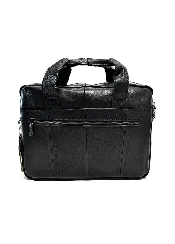 Чорна шкіряна чоловіча ділова прямокутна сумка портфель через плече для документів а4 ноутбука No Brand (324622145)