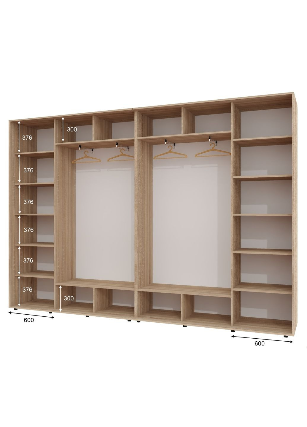 Шафа-купе чотиридверна 330*45*240 см Дуб Сонома 4 двері Дзеркало ШК-02 Алекса (360478498)