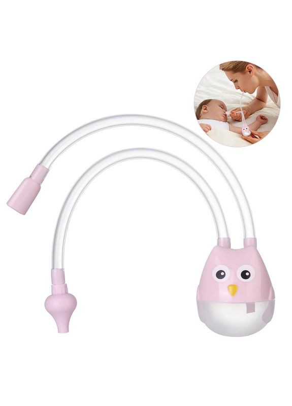 Назальний аспіратор дитячий для носа з трубочкою засіб cоплевідсмоктувач для очищення носа 21*4,5*3,2 см Рожевий LELUNO (304052754)