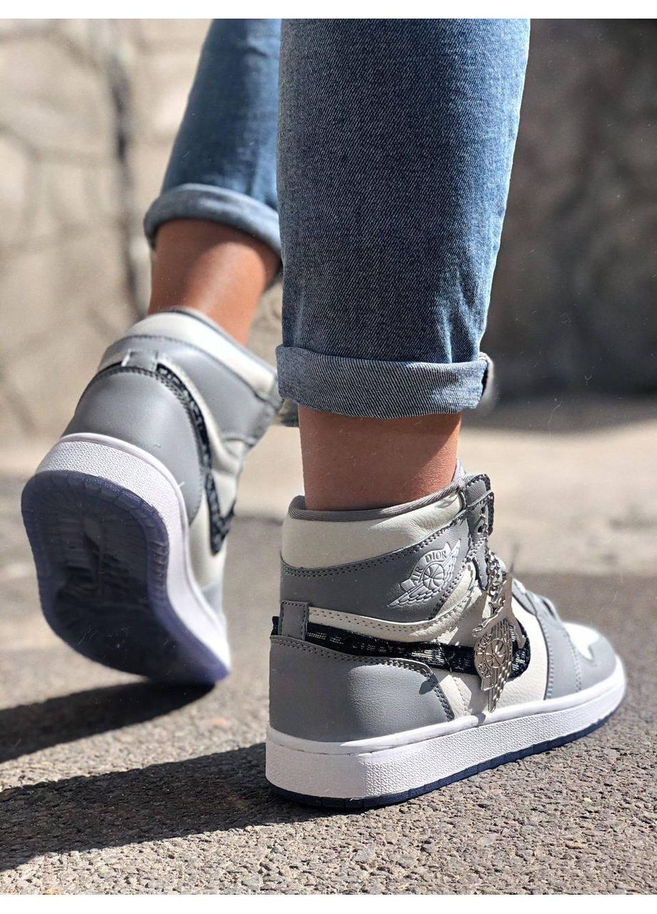 КРОССОВКИ ЖЕНСКИЕ NIKE AIR JORDAN 1 RETRO HIGH X DIOR НАЙК АИР ДЖОРДАН No Brand белые демисезоны (367173683)