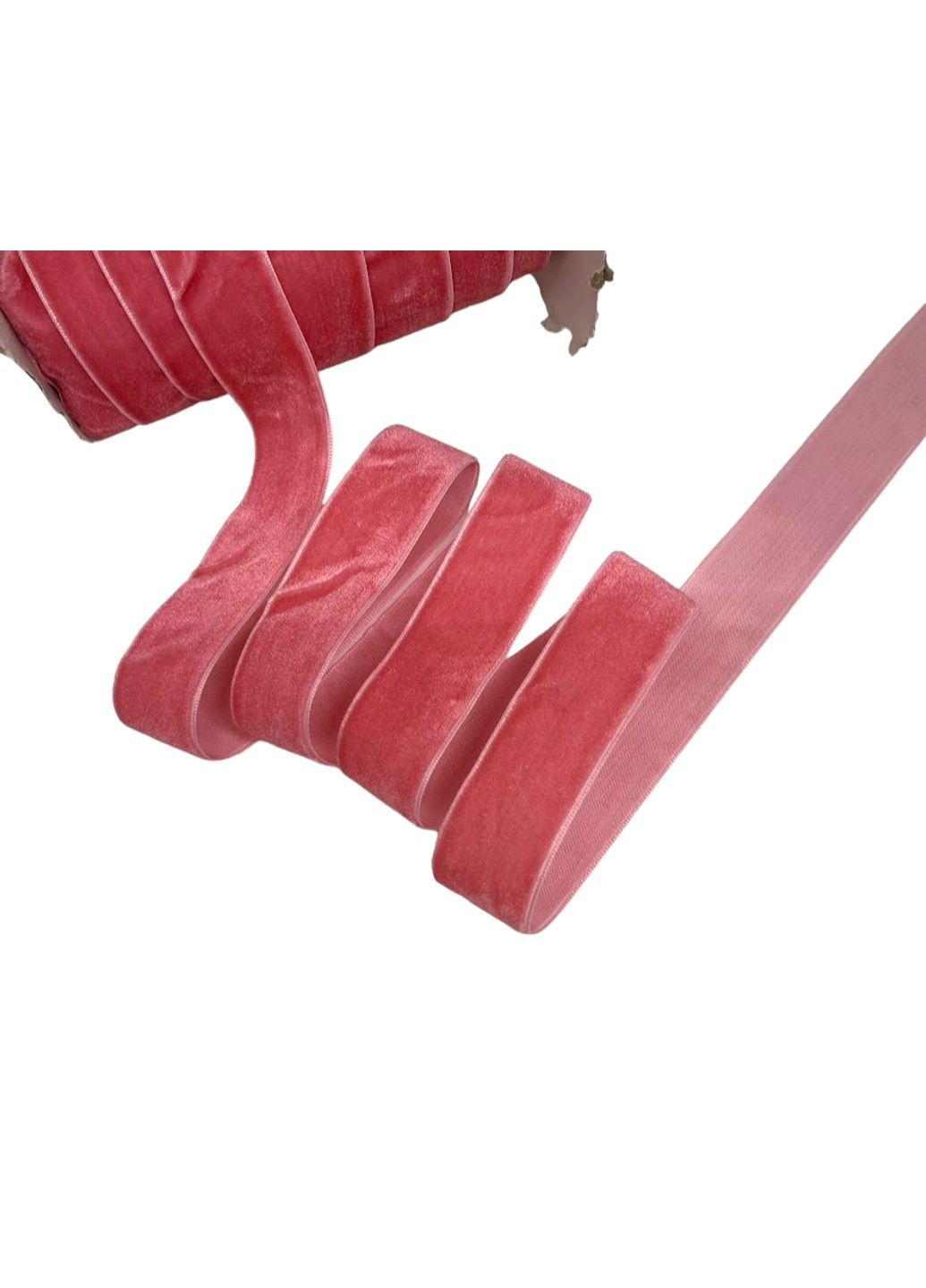 Велюр стрічка 2,5 см, колір-рожевий, метр No Brand (314506007)