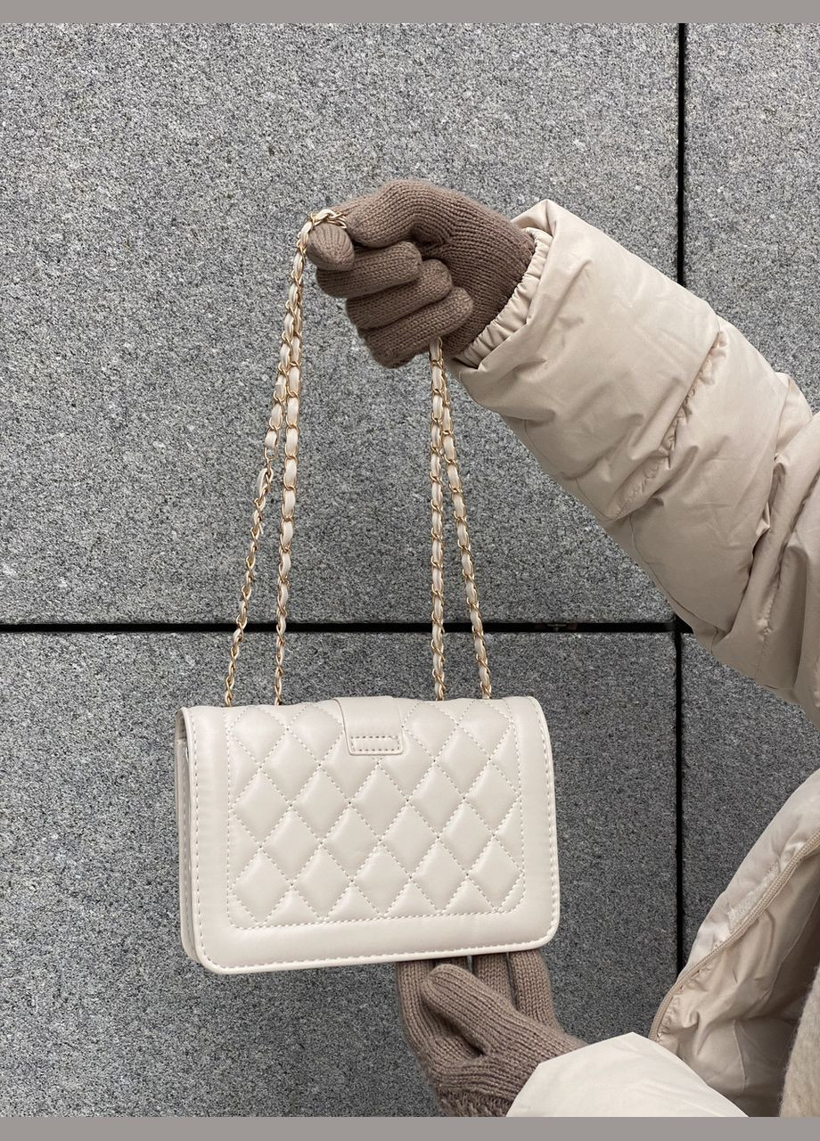 Женская сумка 87107 8400 кросс-боди на цепочке белая молочная No Brand (290704944)