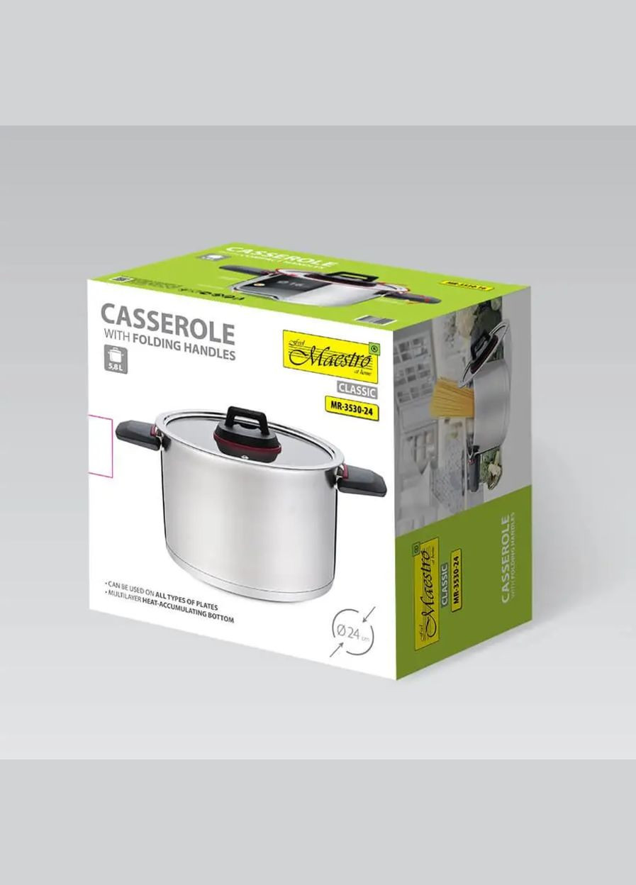 Кастрюля нержавеющая 240 мм x 5.8 л (MR3530-24) Maestro (316632166)