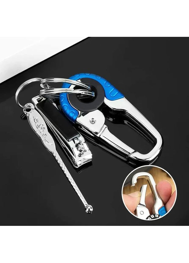 Брелок-карабін з подвійним кільцем для ключів Blue No Brand (358205220)