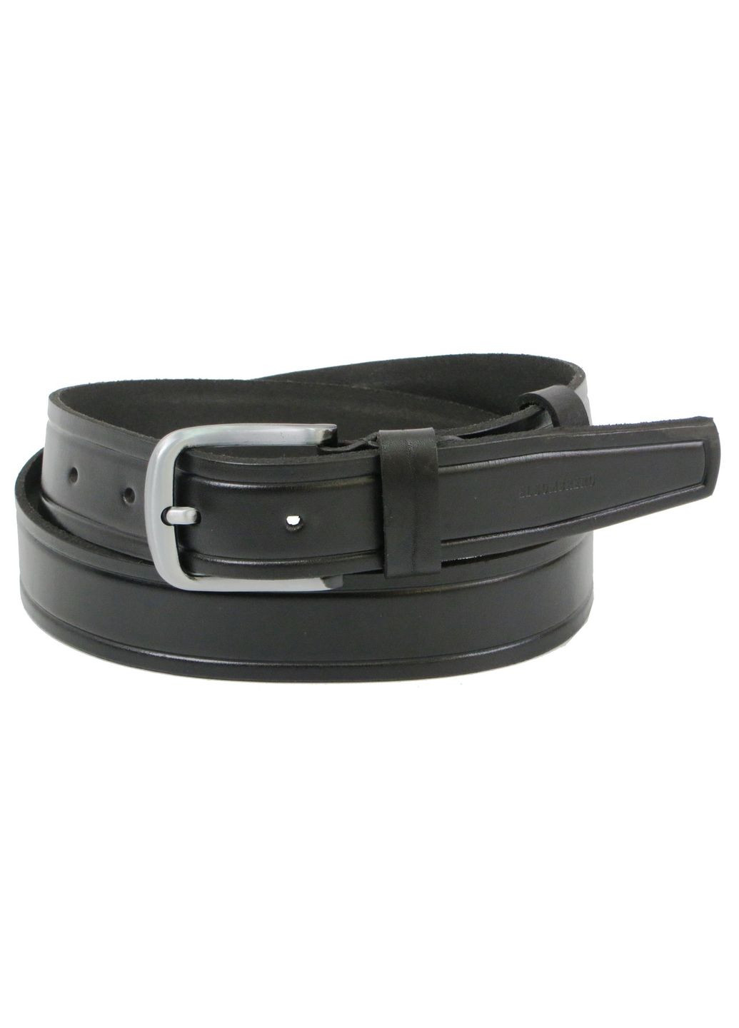 Чоловічий шкіряний ремінь під джинси чорний 3,8 см Skipper (361157175)
