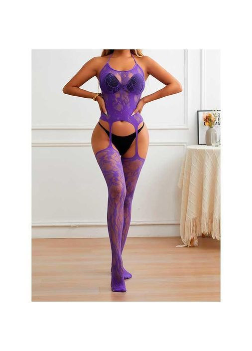 БодіСтокінг з імітацією корсета - Фіолетовий - S/M/L - Еротична білизна No Brand (366892116)