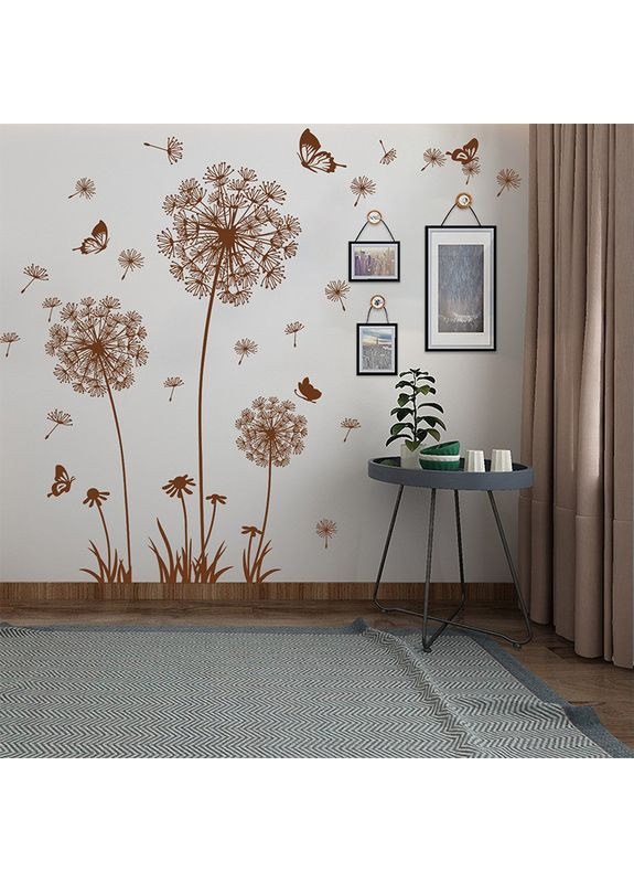 Наклейка на стену Одуванчики виниловая декоративная интерьерная (коричневый) No Brand (366666296)