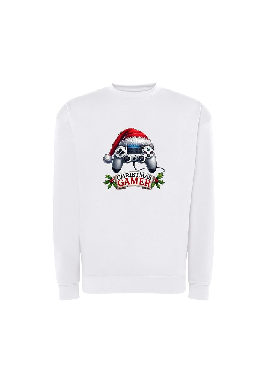 Белый новогодний свитшот с принтом "christmas gamer" (10809647203) ТiШОТКА (368567887)