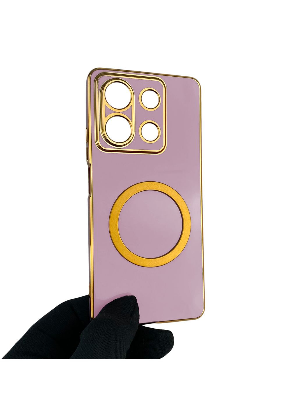 Чохол для Redmi Note 13 5G з кільцем MagSafe із золотою окантовкою на сяомі редмі нот 13 чорничний gs1 Xiaomi (366236492)