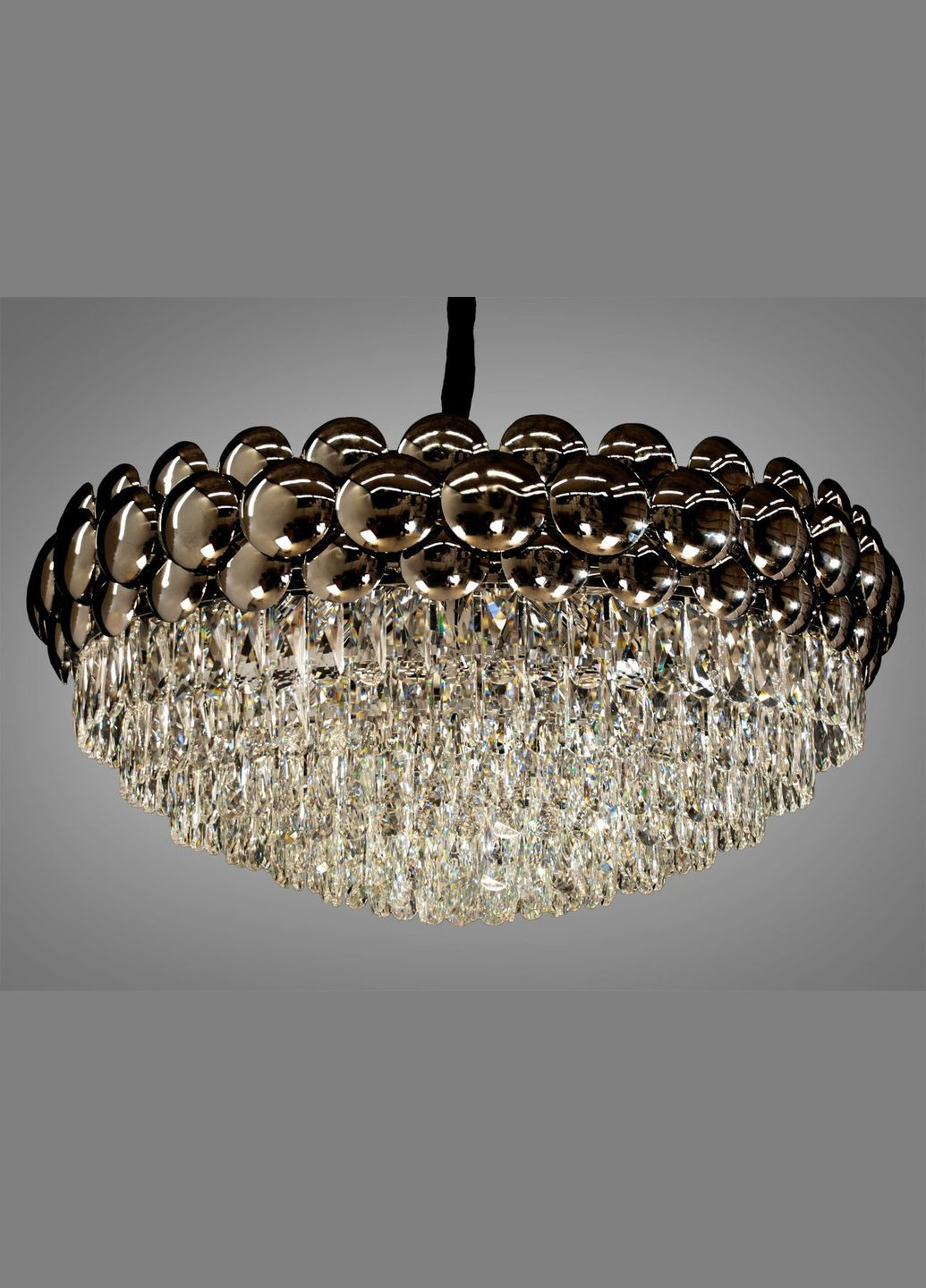 Сучасна кришталева люстра 19 ламп Е14 чорний хром 80x90 см Diasha (301347177)