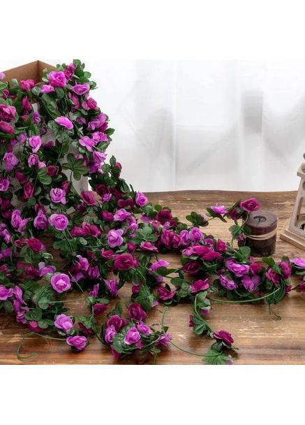 Искусственные цветы лиана, для декора комнат, террариумов и прочего, 2,5 метра, имитация живых цветов, фиолетовый No Brand (370290246)