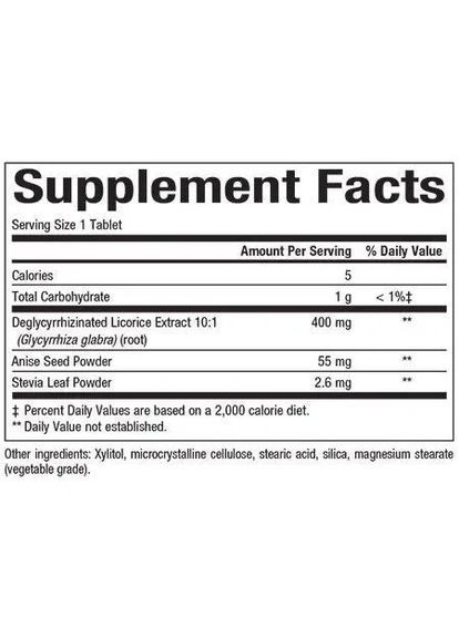 Глицирризинат корня солодки DGL 180 жевательных таблеток Natural Factors (365436910)