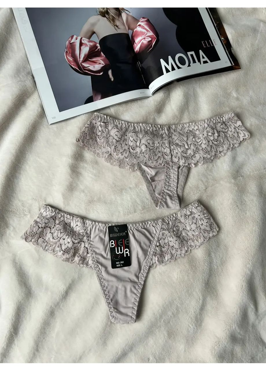 Жіночі трусики стрінги бежевого кольору Biweier (361148006)