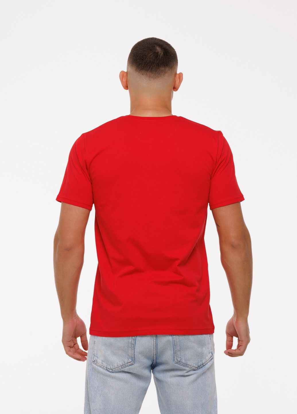 Червона футболка чоловіча приталена m червоний (1213389166421) Наталюкс 12-1338
