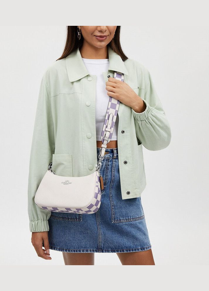 Сумка женская кожаная Teri Leather Checkerboard White Coach (297714112)