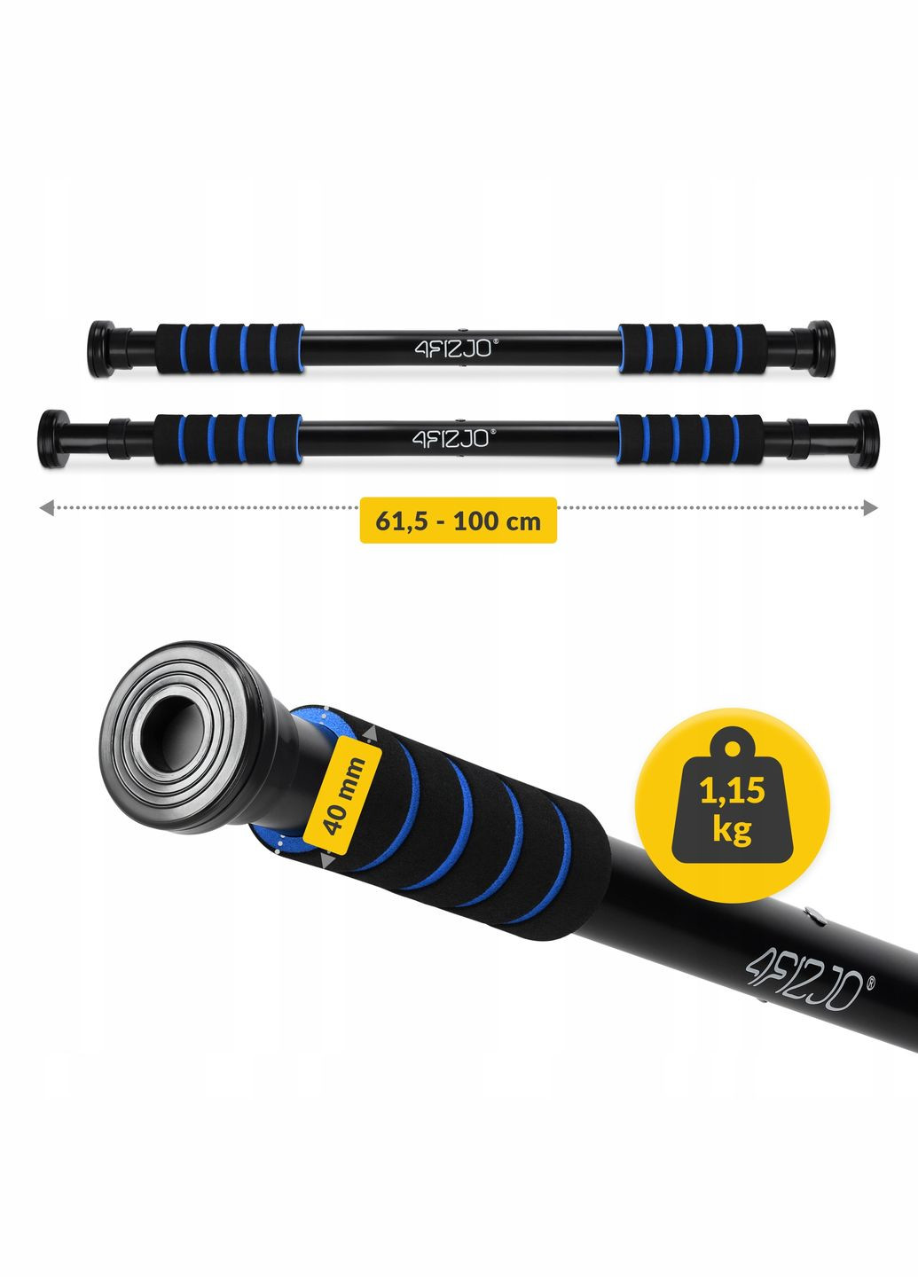 Турник раздвижной Basic 61.5-100 см Black/Blue (P-5905973402705) 4FIZJO (315070815)