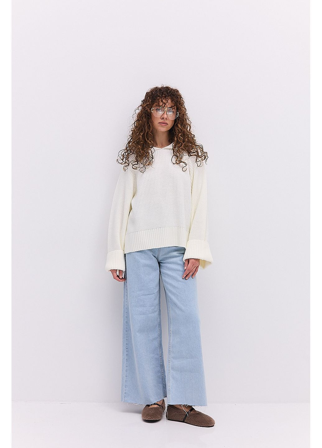 Жіноча вязана кофта з коміром поло світло-рожева Arjen (364967560)