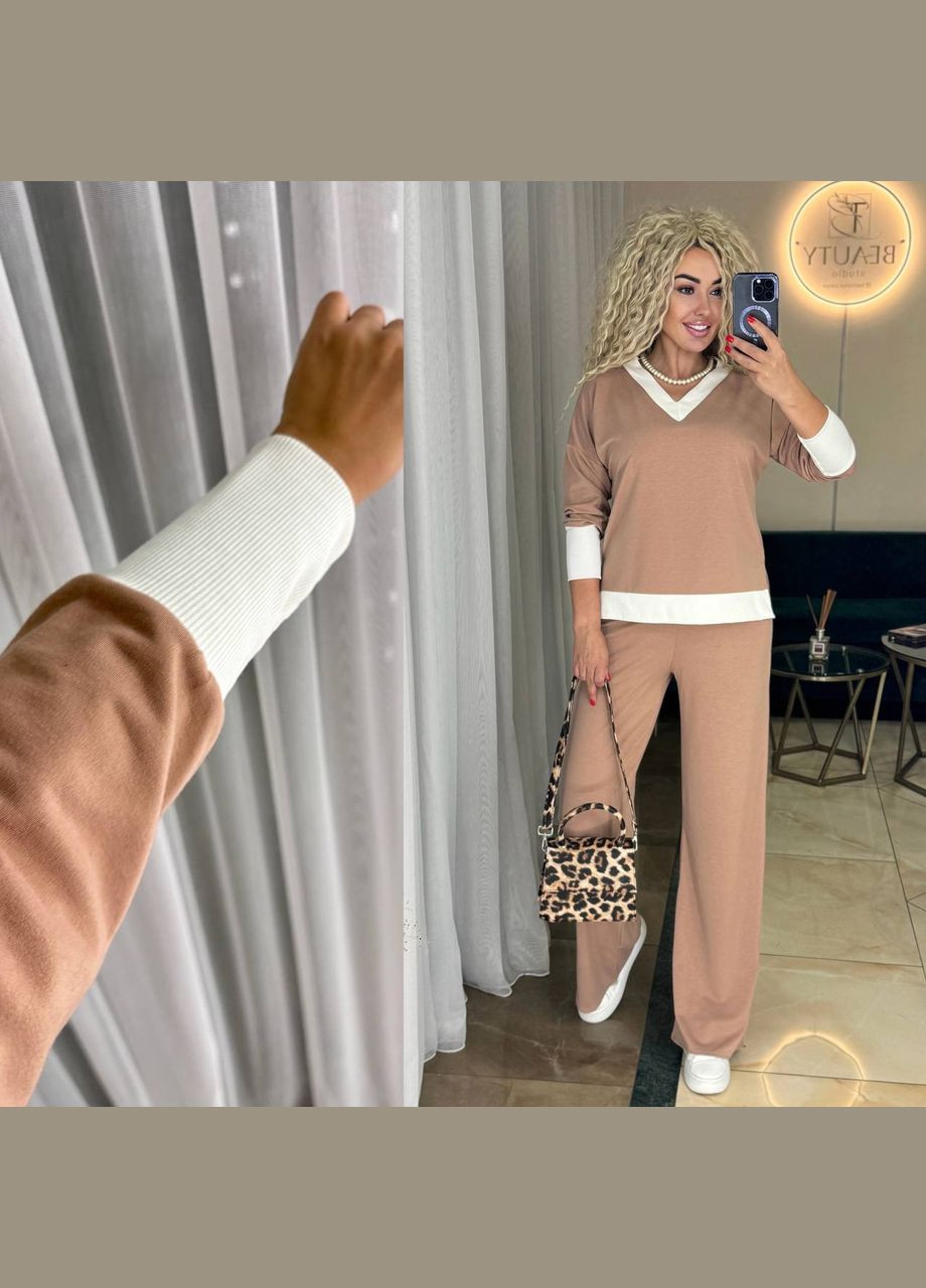 Удобный женский костюм двунитка + рубчик No Brand С1519-1518-2045/3 (347175954)