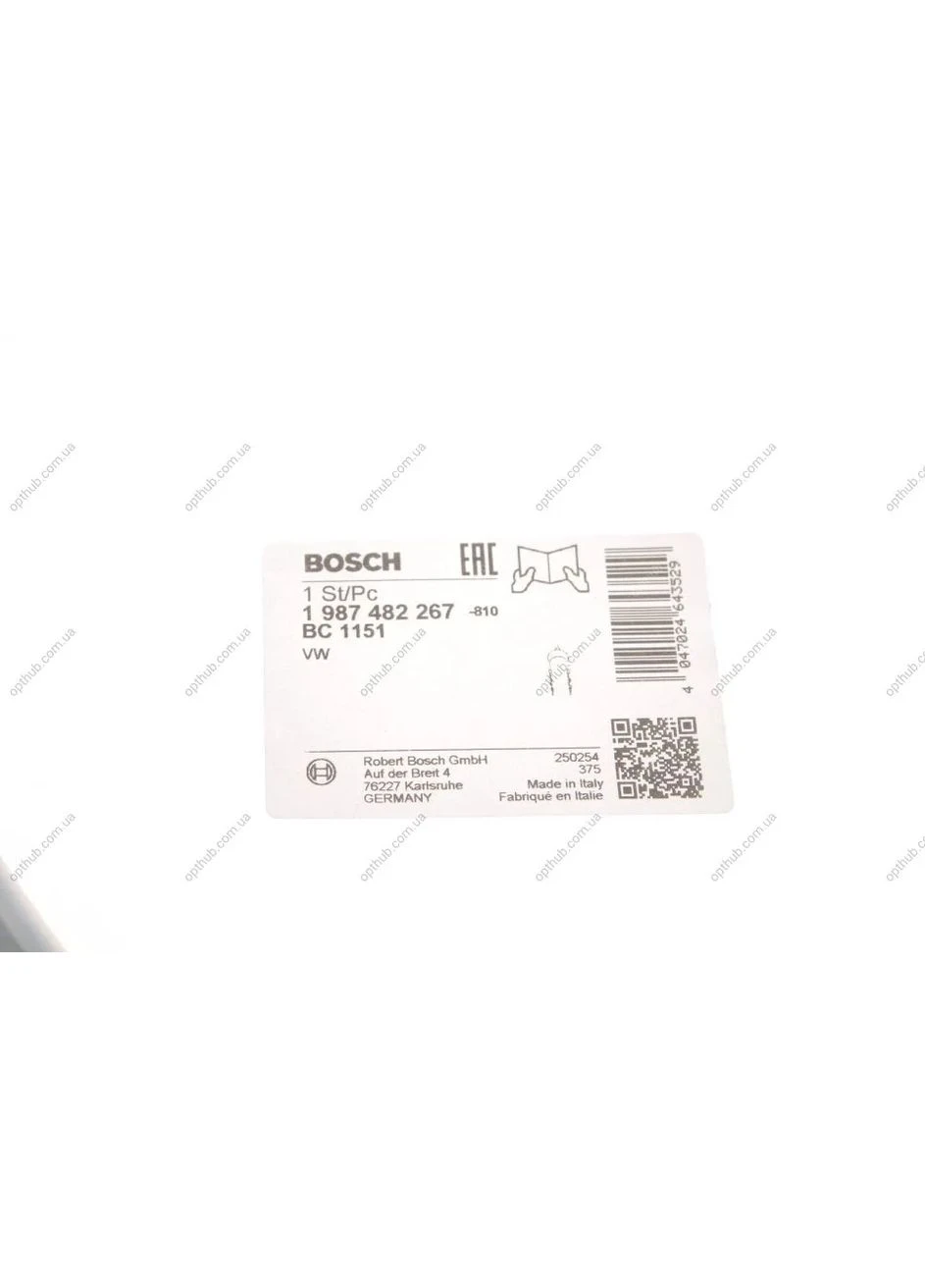 Трос ручного гальма ЗЗАДУ ЛІВОРУЧ/ПРАВОРУЧ VW (VOLKSWAGEN); SEAT; AUDI POLO 1.6 TDI 06.2009 - 02 1 987 482 267-ua Bosch (366121818)