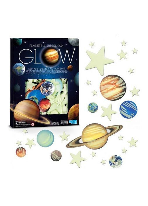 Наклейки светящиеся в темноте Планеты и 20 звезд Glow planets nova stars 00-05635 Набор люминесцентных наклеек 4M (297331980)