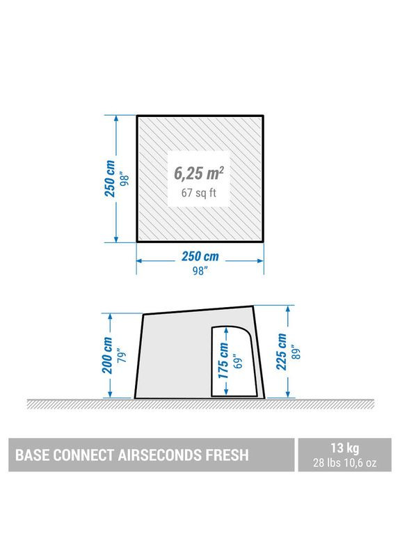 Надувний Приставний Тамбур/Шаттер/Тент для Кемпінгу Air Base Connect Fresh (на 6 Осіб) Водонепроникний Білий Quechua (335052772)
