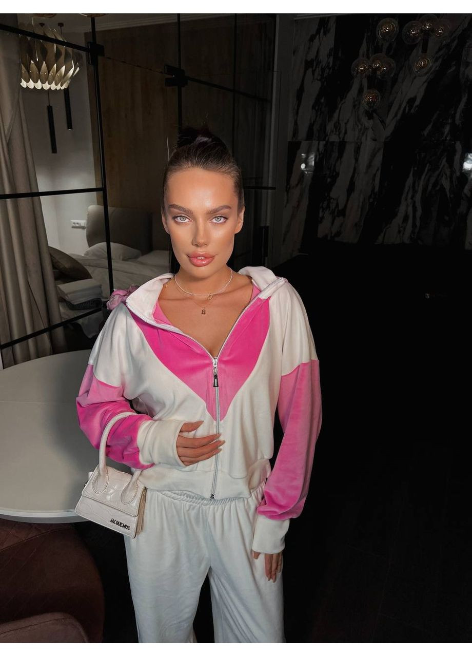 Жіночий велюровий костюм: кофта на блискавці та штани вільного крою MonCher (355801767)