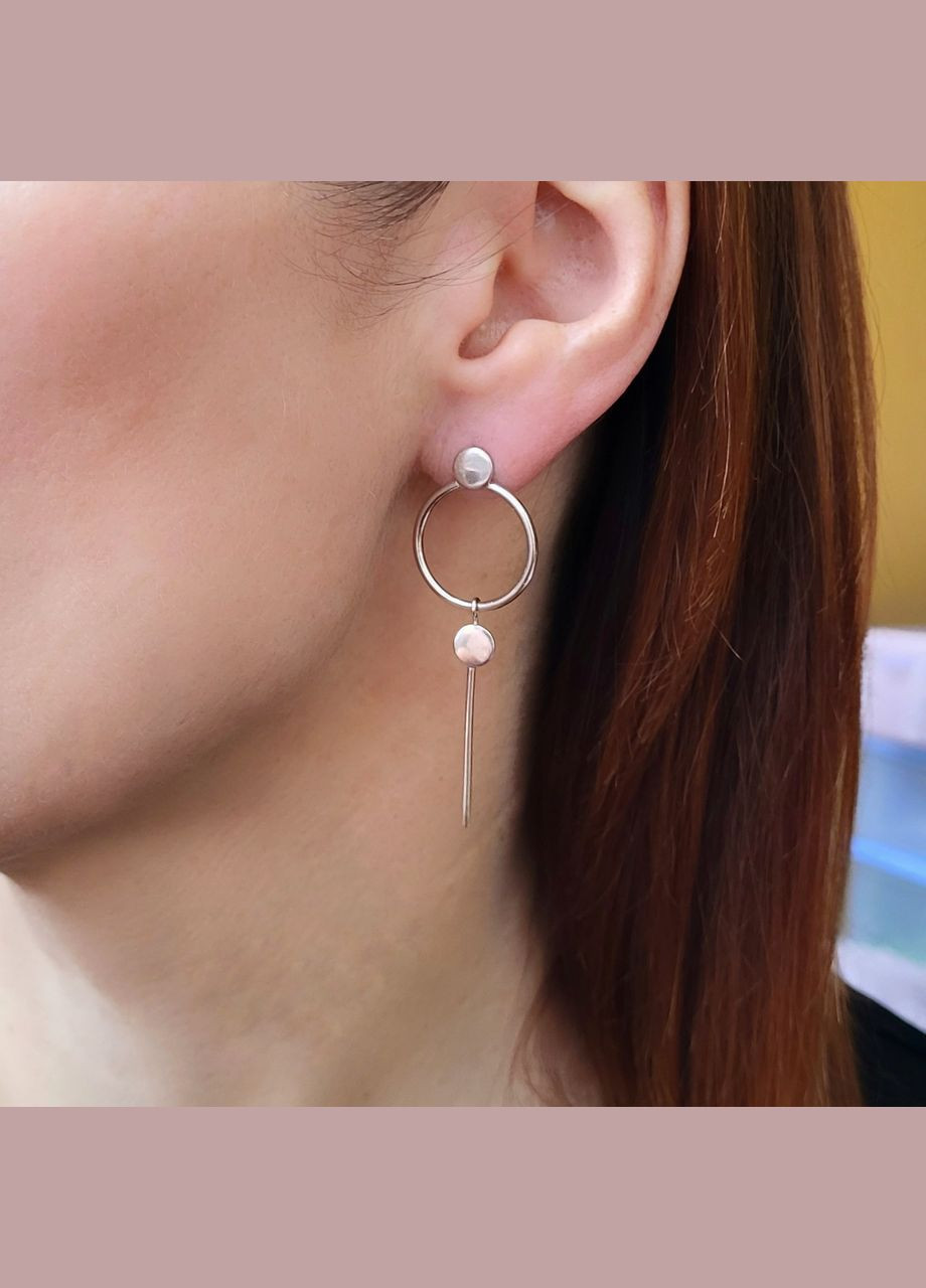 Серебряные Сережки гвоздики на фиксаторах без Камней Круг серебро 925 пробы Родированное 1343 3.61г No Brand (306742640)