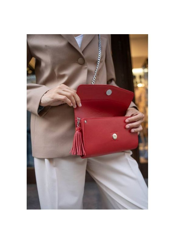 Сумка жіноча шкіряна через плече з ремінцем Еліс червона Краст BlankNote (302009064)