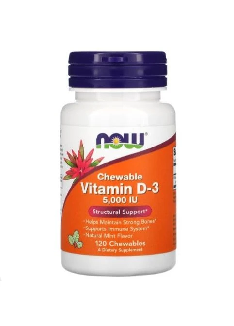 Vitamin D3 5000 IU 120 Chewables Natural Mint Flavor Now Foods (362419141)