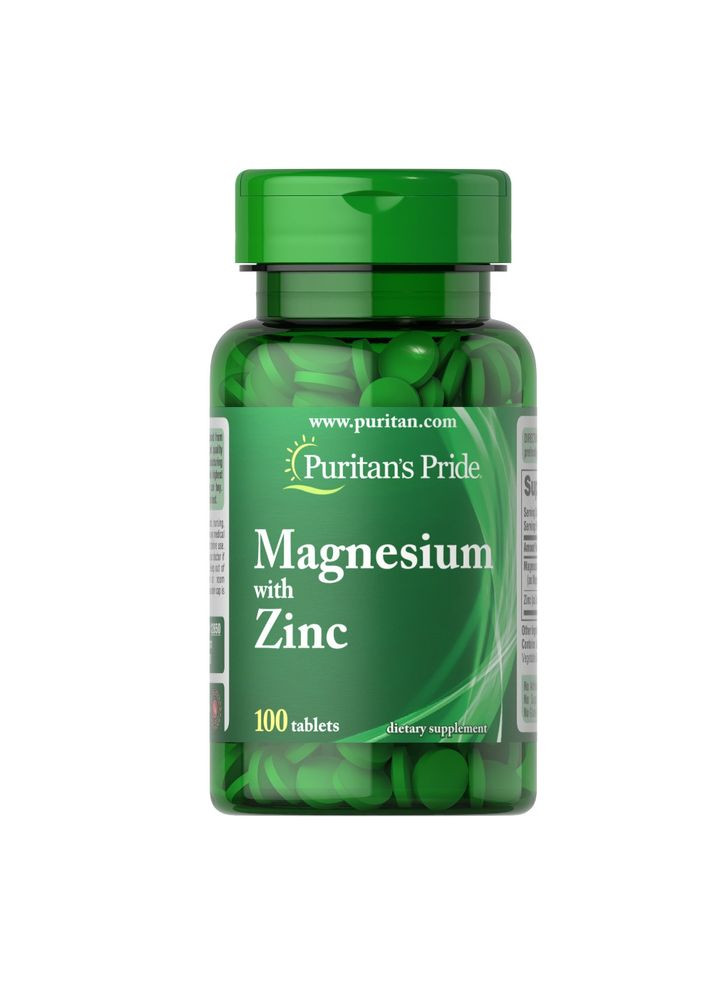 Вітаміни та мінерали Puritan's Pride Magnesium with Zinc, 100 таблеток Puritans Pride (324608146)
