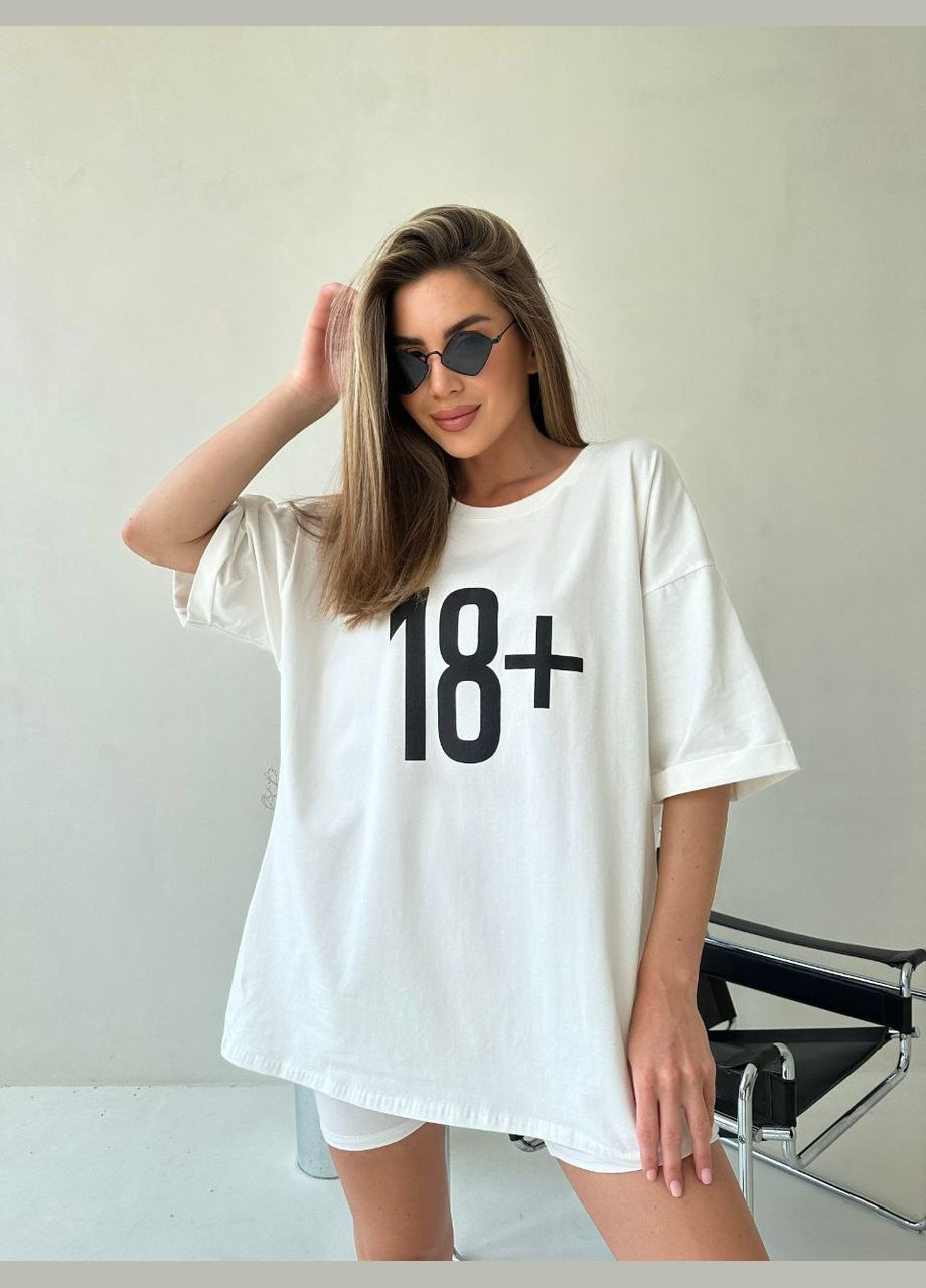 Красивий спортивний костюм двійка з натуральної турецької бавовни,молочний повсякденний костюм(футболка+велосипедки) No Brand 383 (291840089)