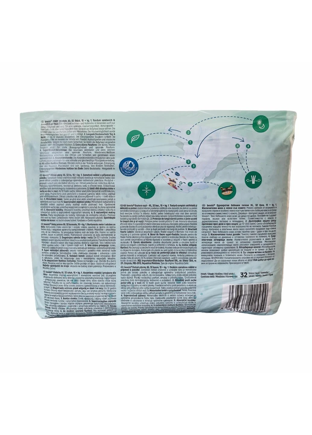 Підгузки Baby 6 XL 15+ кг 64 шт Bevola (387587531)