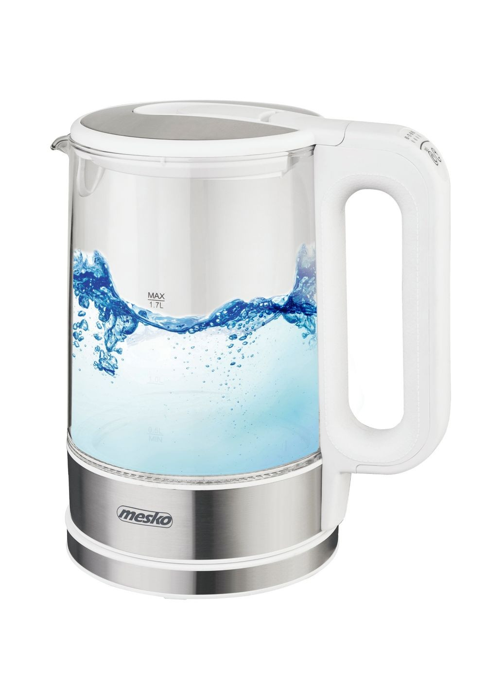 Электрочайник MS 1301 white 1850-2200Вт/ 1.7л/стекло/ установка температуры Mesko (362212108)