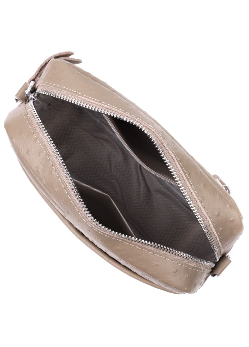 Стильная кроссбоди для женщин из фактурной натуральной кожи бежевая 22662 Vintage (329195773)