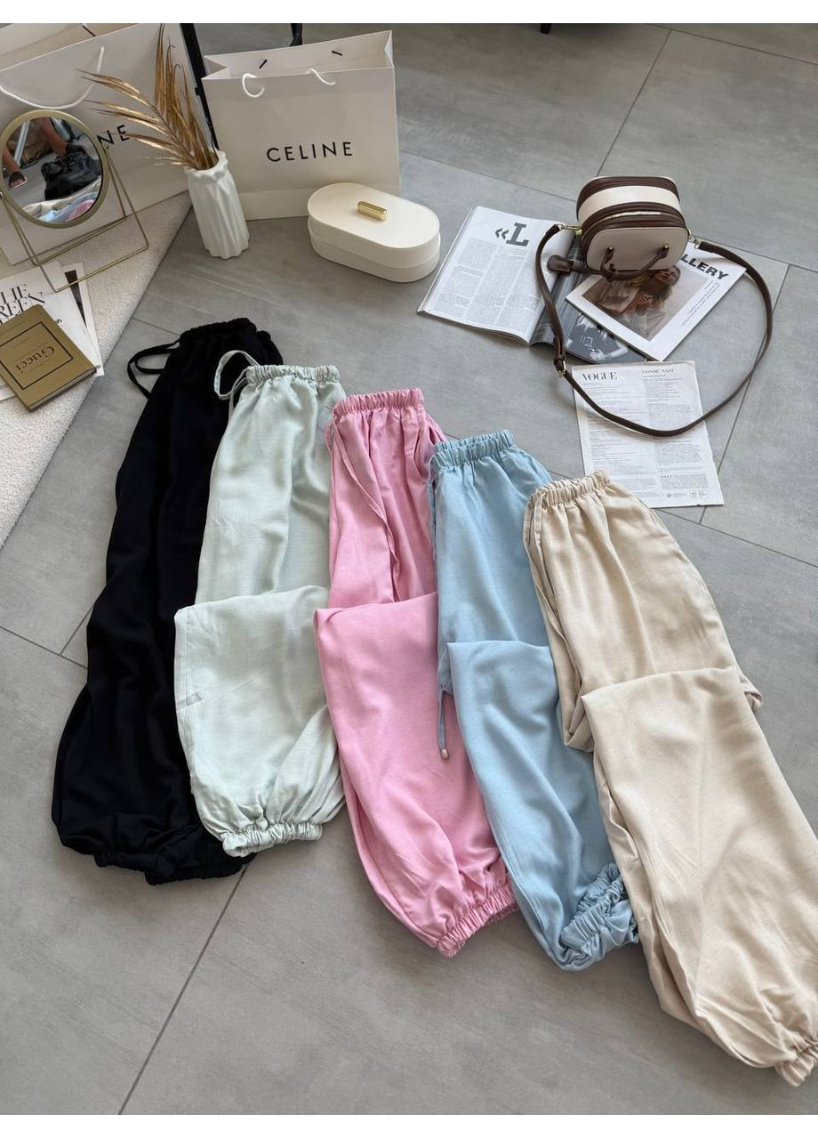 Штани льон широкі на резинці пояс та низ Україна (351260585)