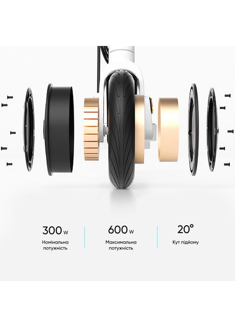 Электросамокат ES20-NEON White 9", 300(600)W, 9.8Ah, 40km, 25km\h, 20%, NFC, App, 16kg (ES20-W 8.5") OKAI NEON ES-20 (372682168)