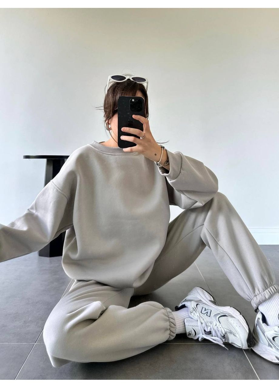 Жіночий теплий костюм із тринитки на флісі — заміри в описі DK/DL Мода без кордонів (365449643)