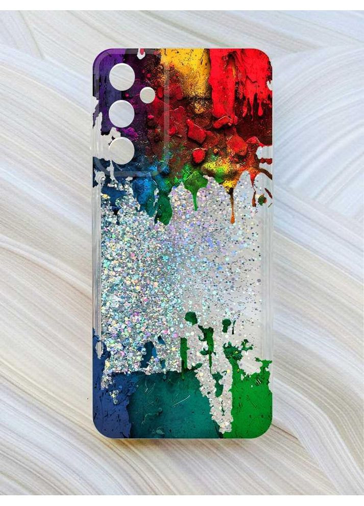 Чохол з плаваючими блискітками на Samsung Galaxy M34 5G Сріблястий:: Фарби (принт 249) CASE CONTROL (360681911)